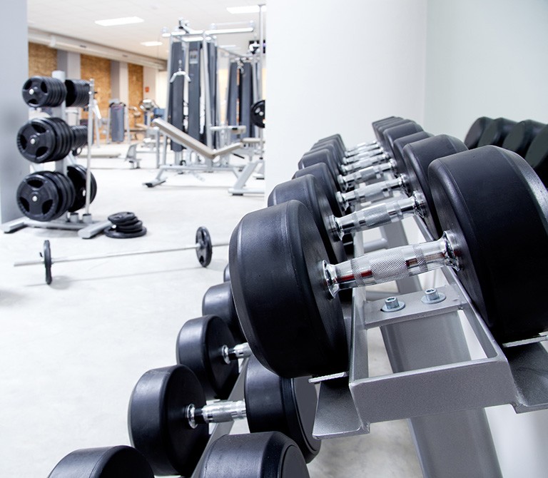 Fitness club weight training equipment gym modern interior